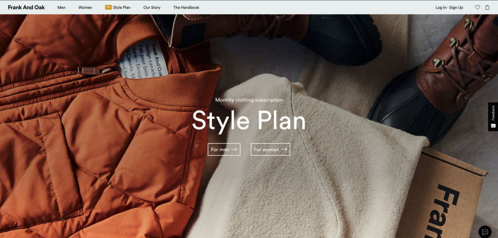 Frank and Oak Landing Page 